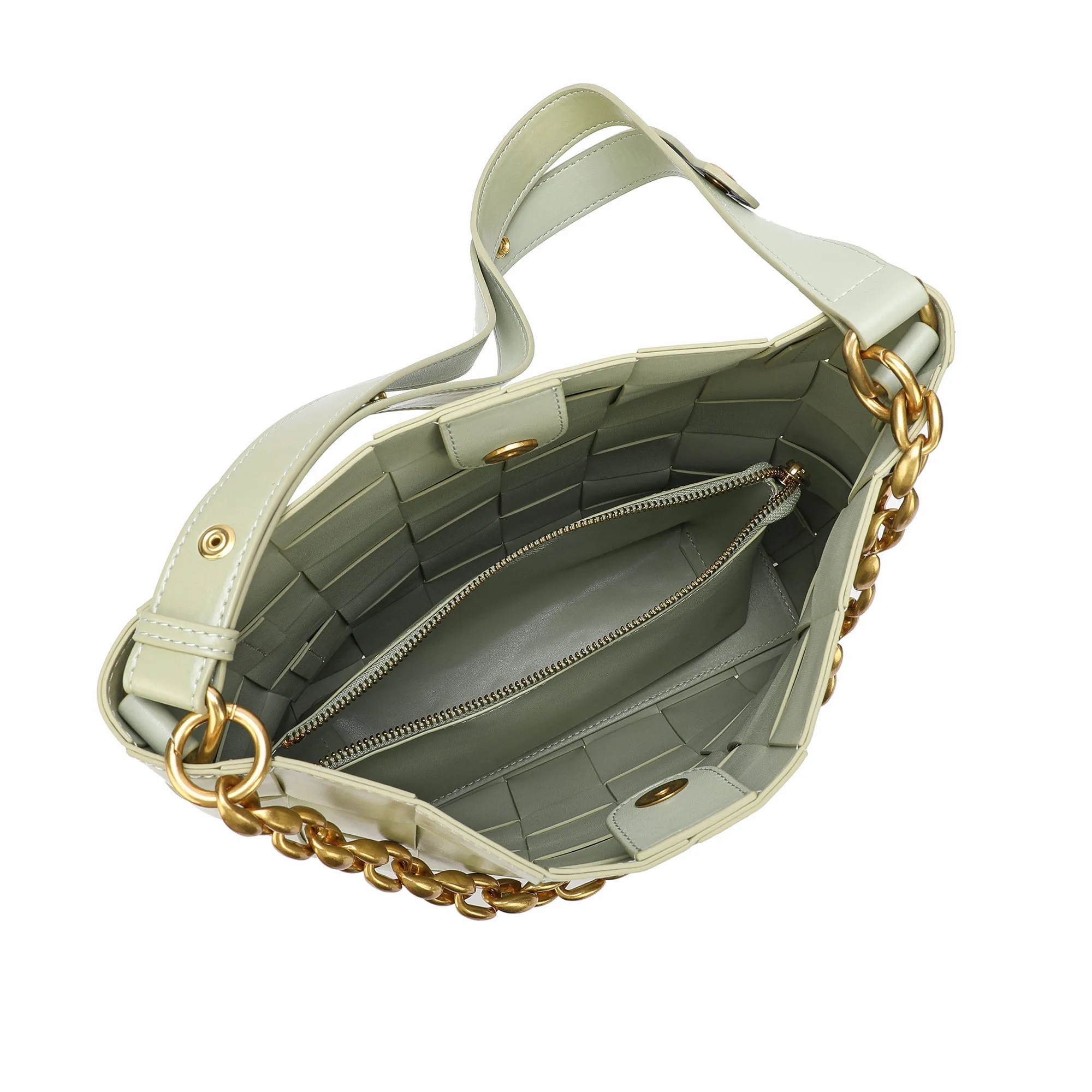 Smooth Woven Leather Shoulder Bag