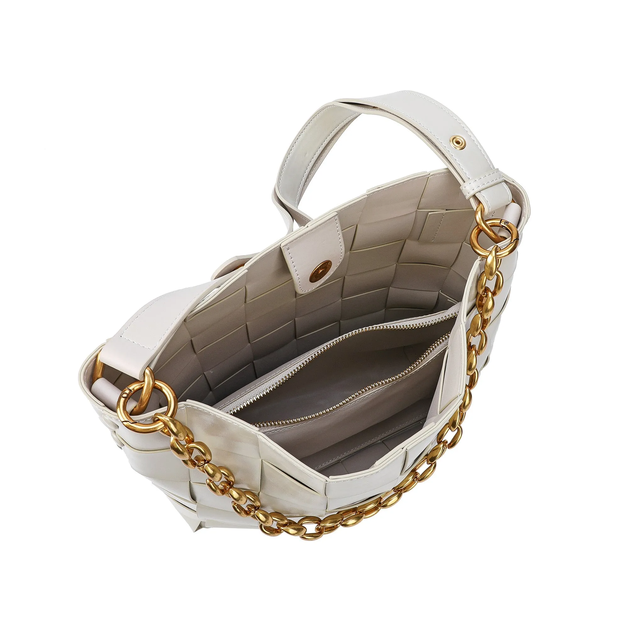 Smooth Woven Leather Shoulder Bag