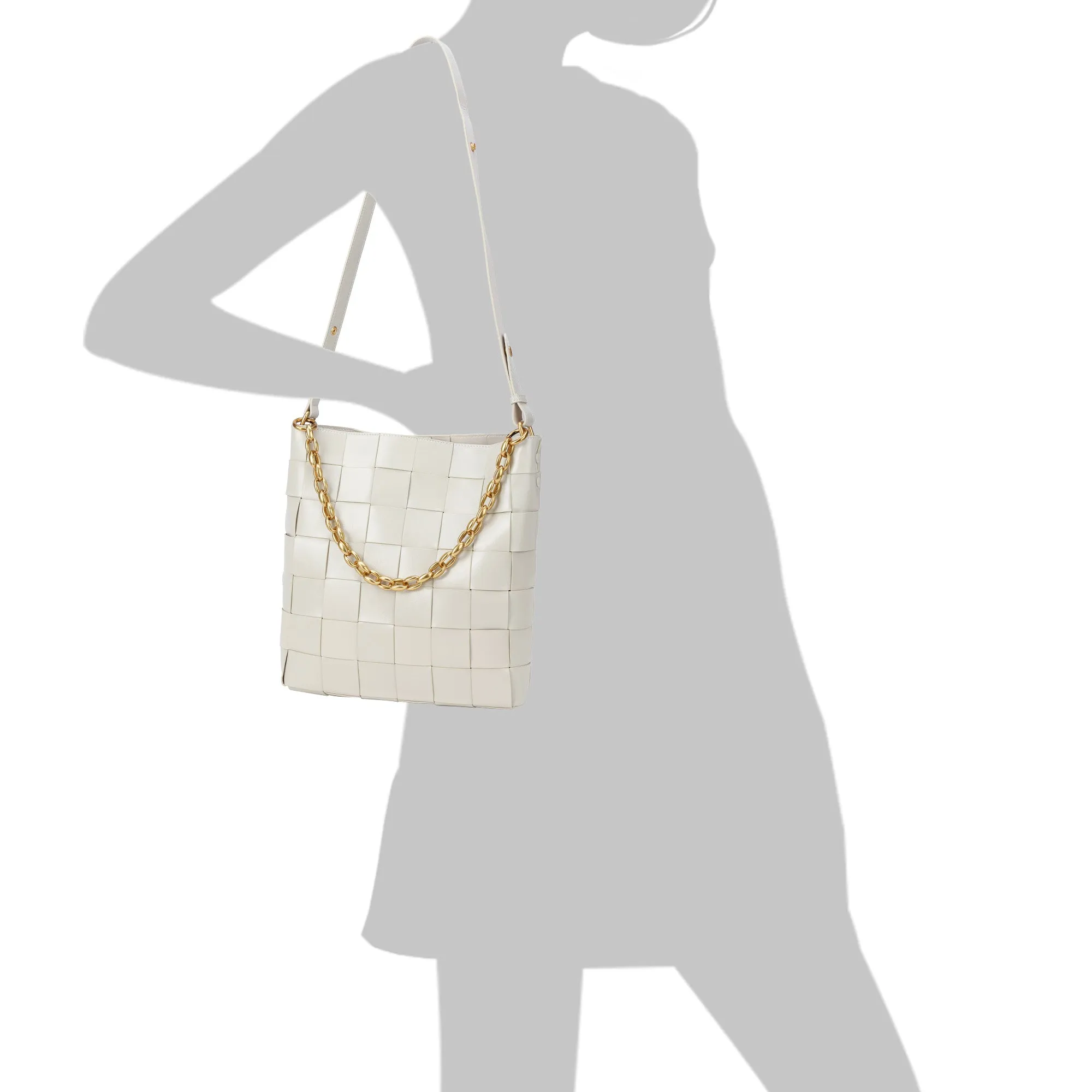 Smooth Woven Leather Shoulder Bag