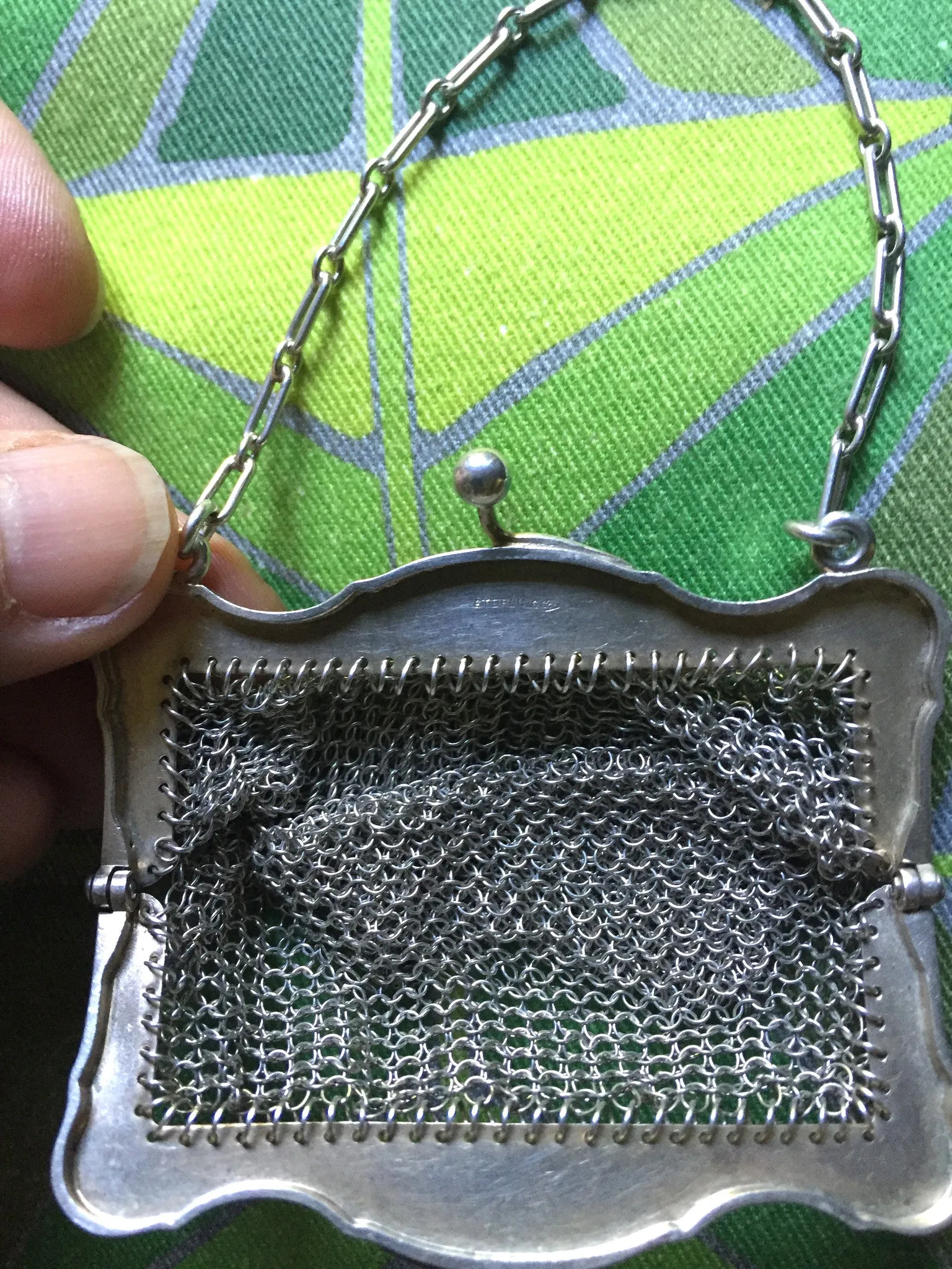SOLD Art Nouveau Sterling Silver and Steel Mesh Purse and Coin Purse