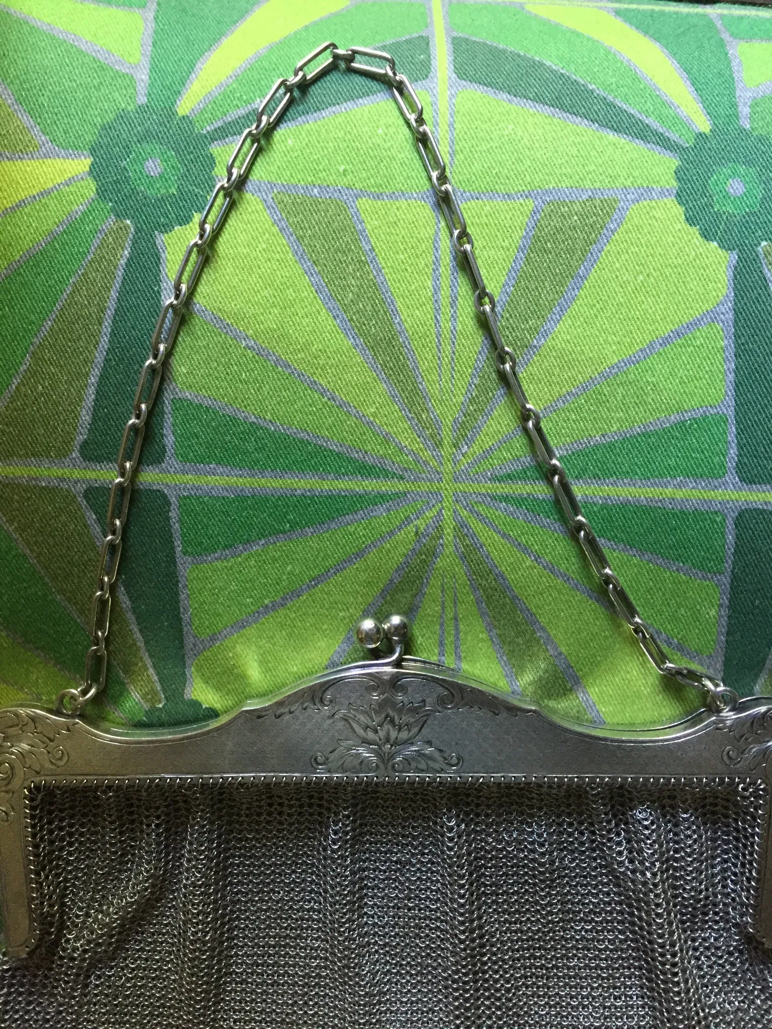 SOLD Art Nouveau Sterling Silver and Steel Mesh Purse and Coin Purse