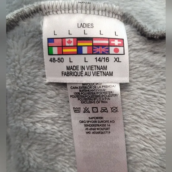 Spyder Silvery Light Gray Osito Silken Fleece Full Zip Jacket Womens Size Large
