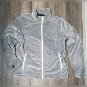 Spyder Silvery Light Gray Osito Silken Fleece Full Zip Jacket Womens Size Large