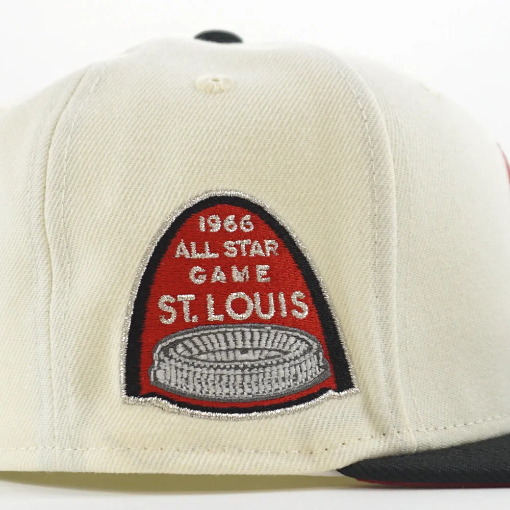 St Louis Cardinals 1966 All Star Game New Era 59Fifty Fitted Hat (GITD Chrome White Black Red Under Brim)