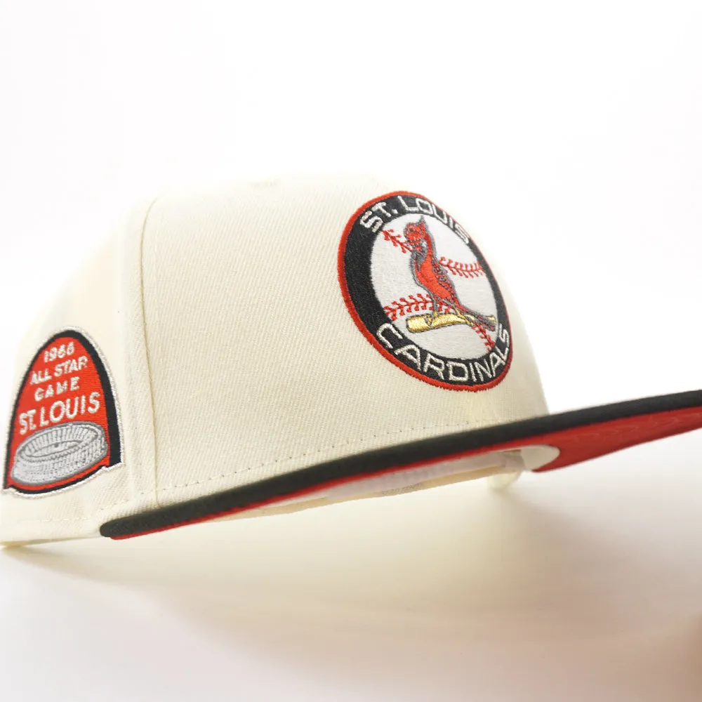St Louis Cardinals 1966 All Star Game New Era 59Fifty Fitted Hat (GITD Chrome White Black Red Under Brim)