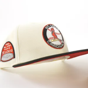 St Louis Cardinals 1966 All Star Game New Era 59Fifty Fitted Hat (GITD Chrome White Black Red Under Brim)