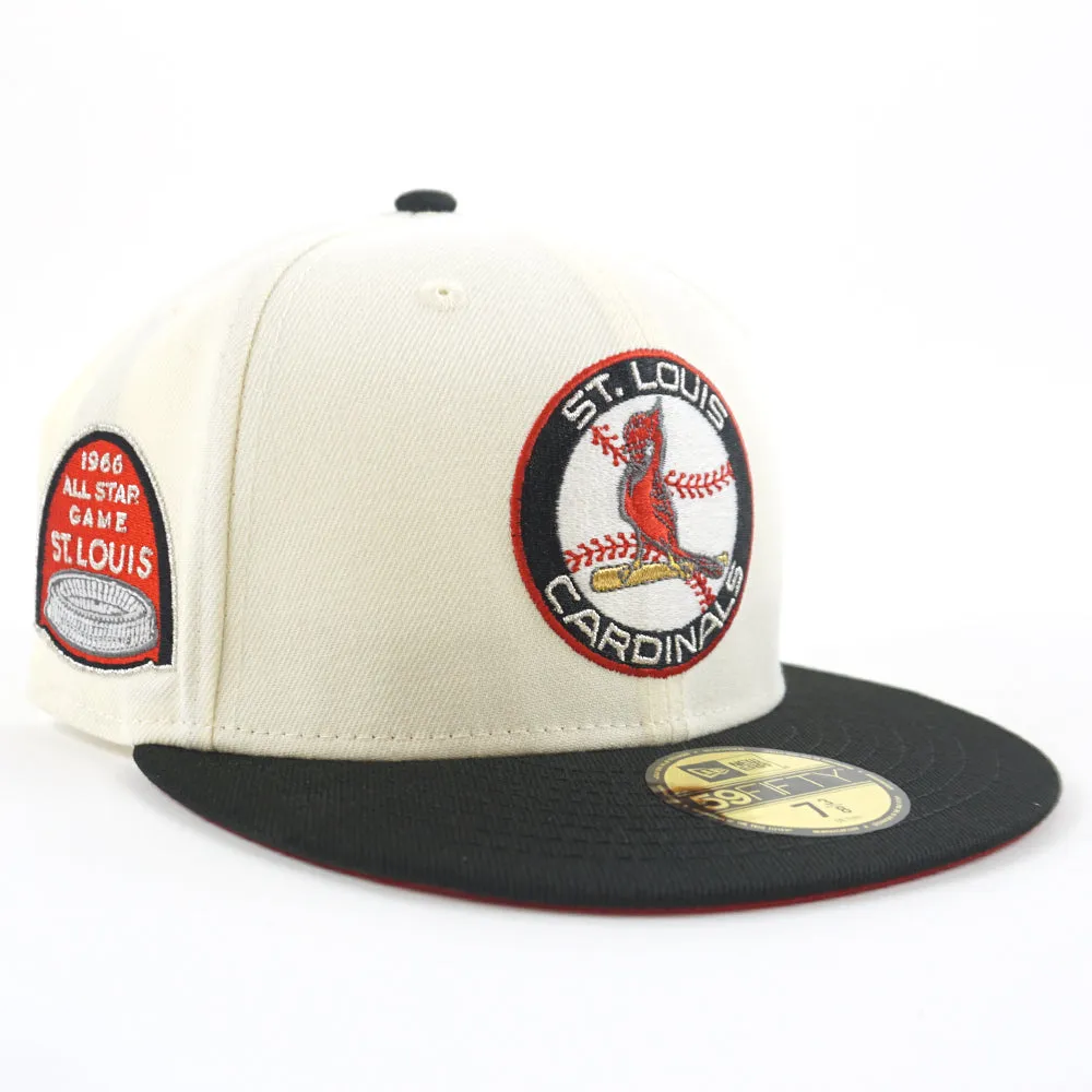 St Louis Cardinals 1966 All Star Game New Era 59Fifty Fitted Hat (GITD Chrome White Black Red Under Brim)
