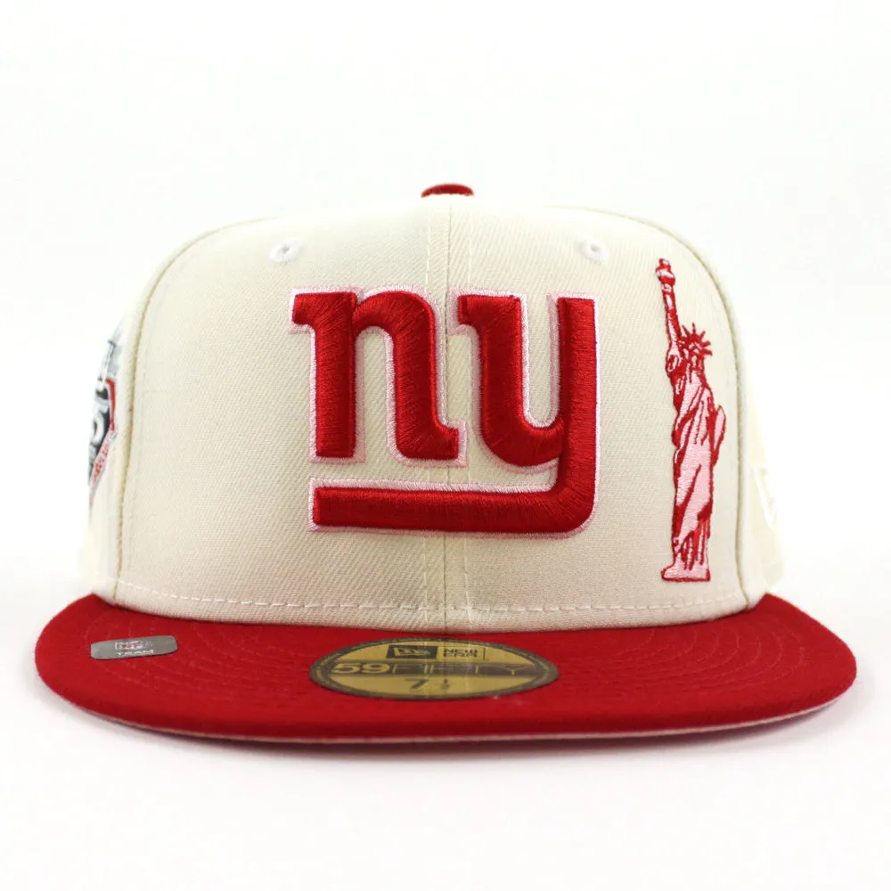 STATUE OF LIBERTY NEW YORK GIANTS 75TH ANNIVERSARY 59Fifty New Era Fitted Hat (Chrome White Red Pink Under Brim)