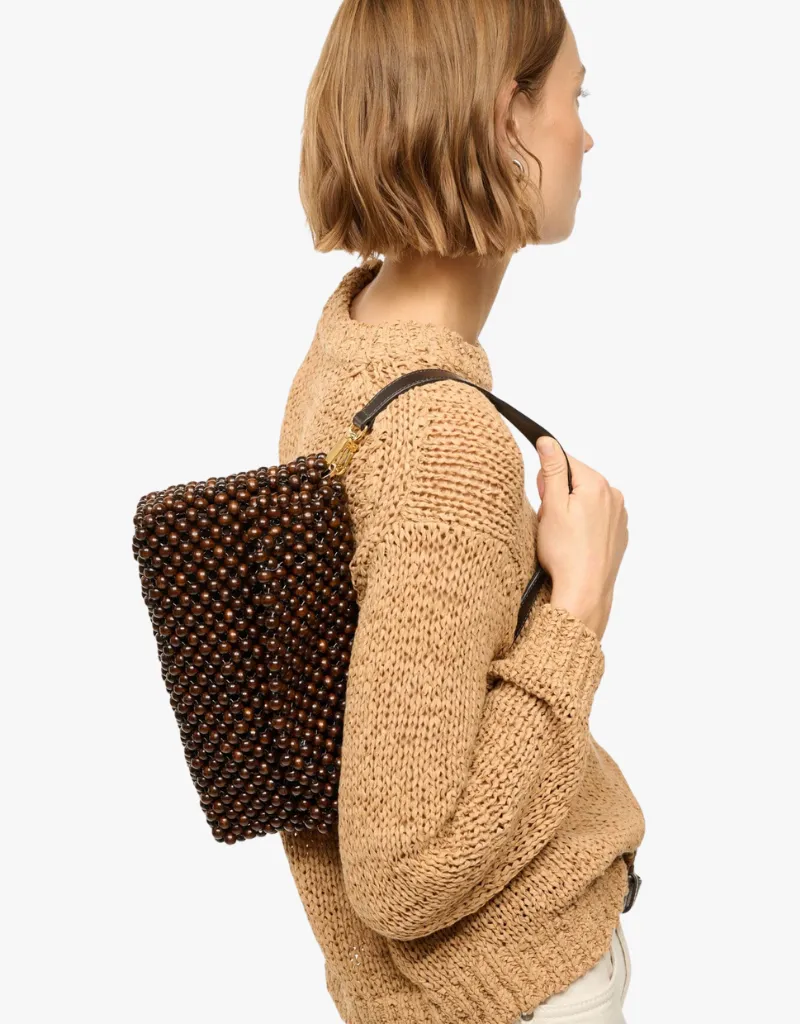 Staud Timmy Shoulder Bag in Dark Brown