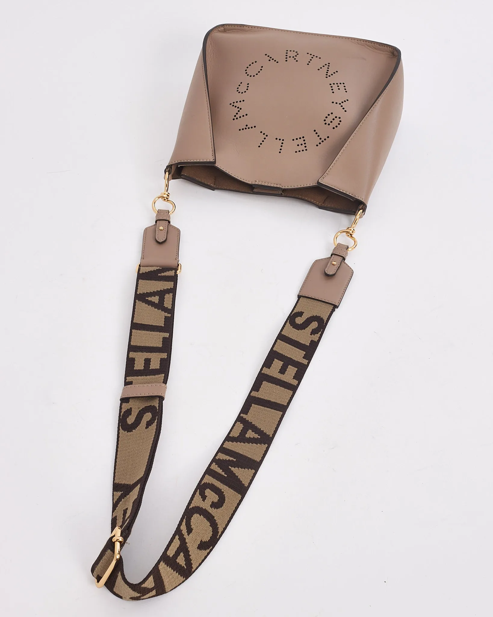Stella McCartney Taupe Vegan Leather Logo Shoulder bag
