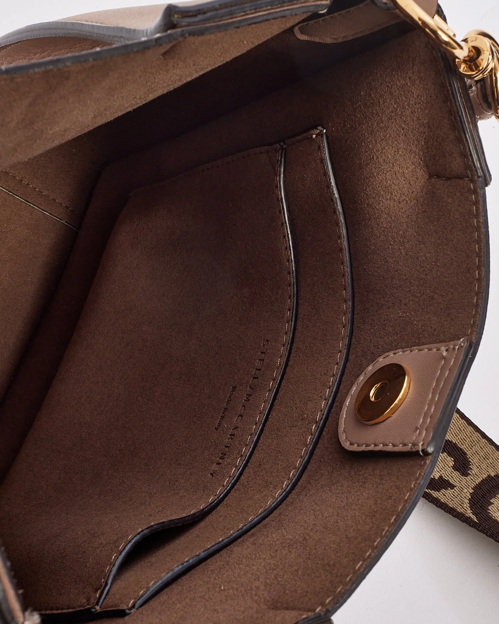 Stella McCartney Taupe Vegan Leather Logo Shoulder bag