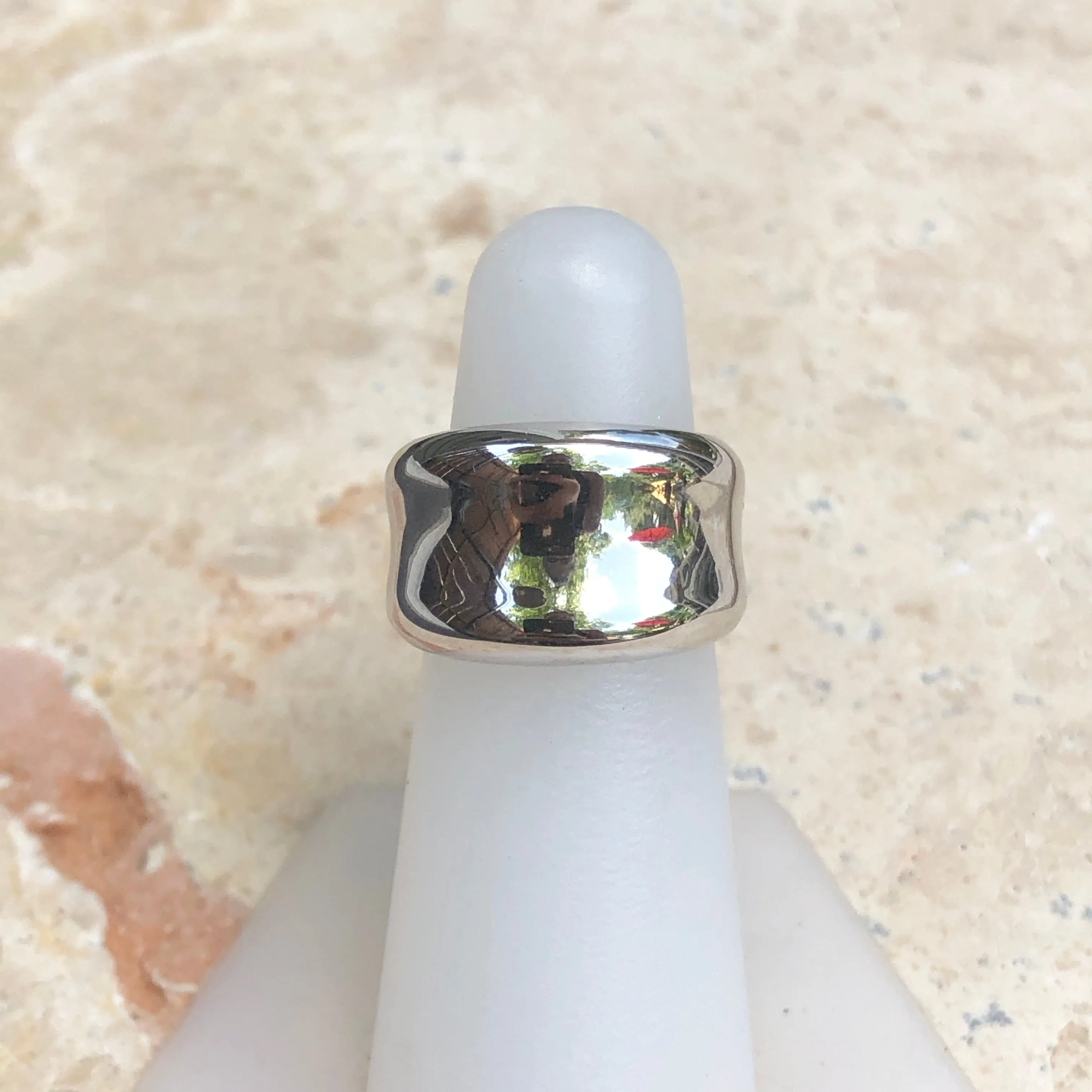 Sterling Silver High Polished Concave Cigar Band Ring