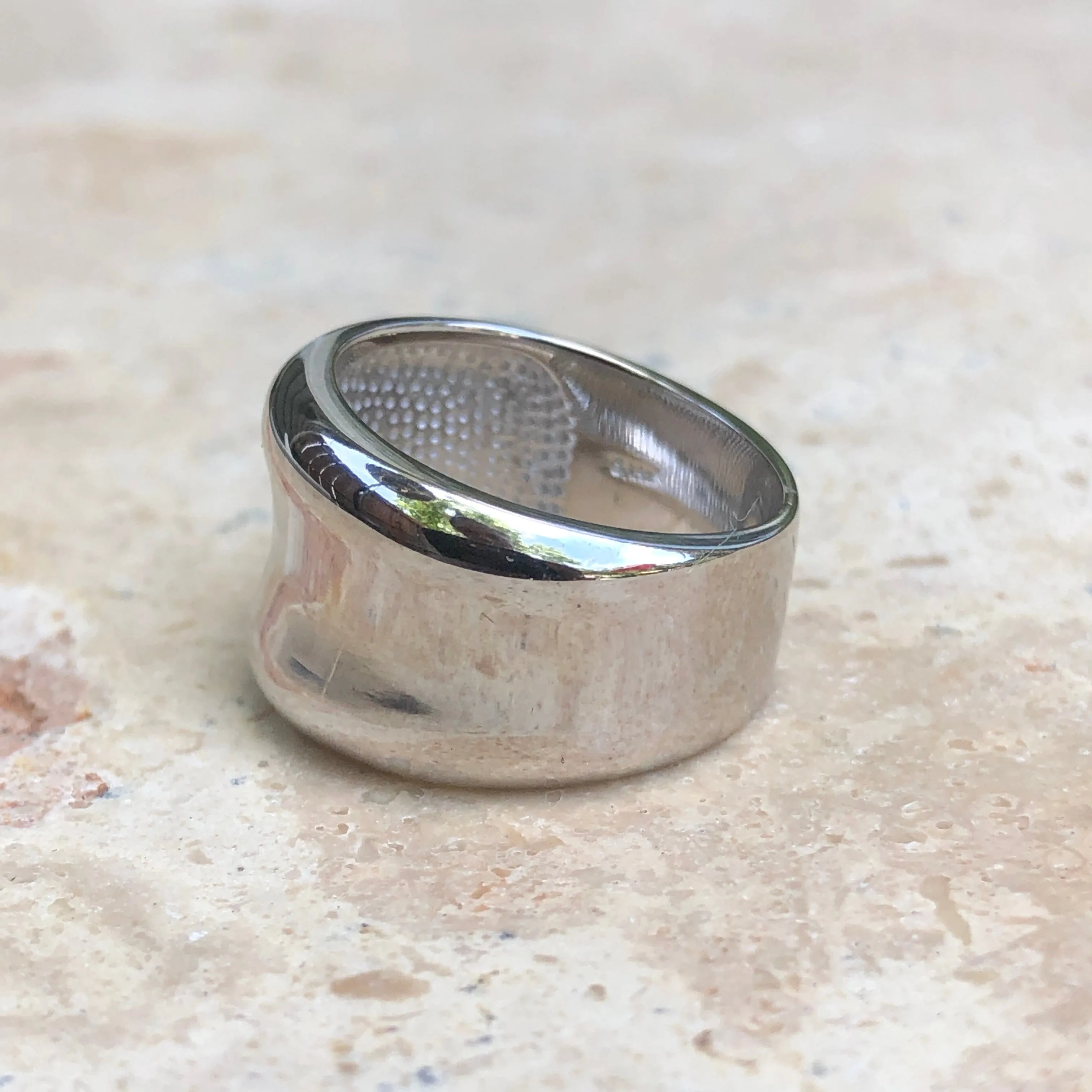Sterling Silver High Polished Concave Cigar Band Ring