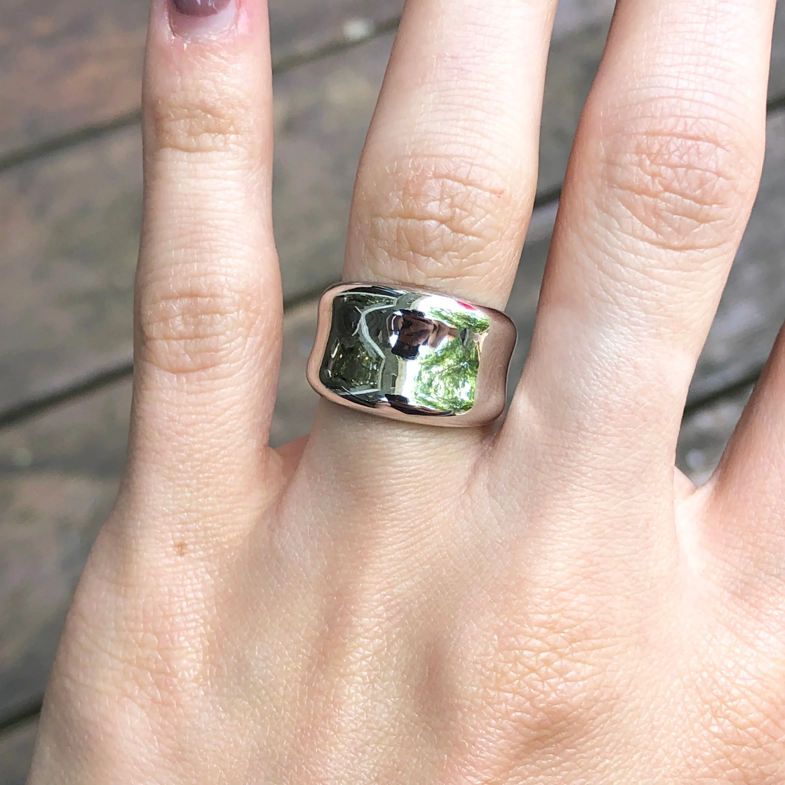 Sterling Silver High Polished Concave Cigar Band Ring