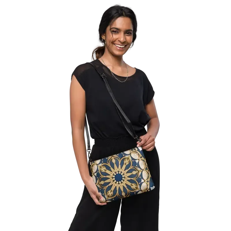 Stunning Mandal Pattern Faux Leather Crossbody Bag