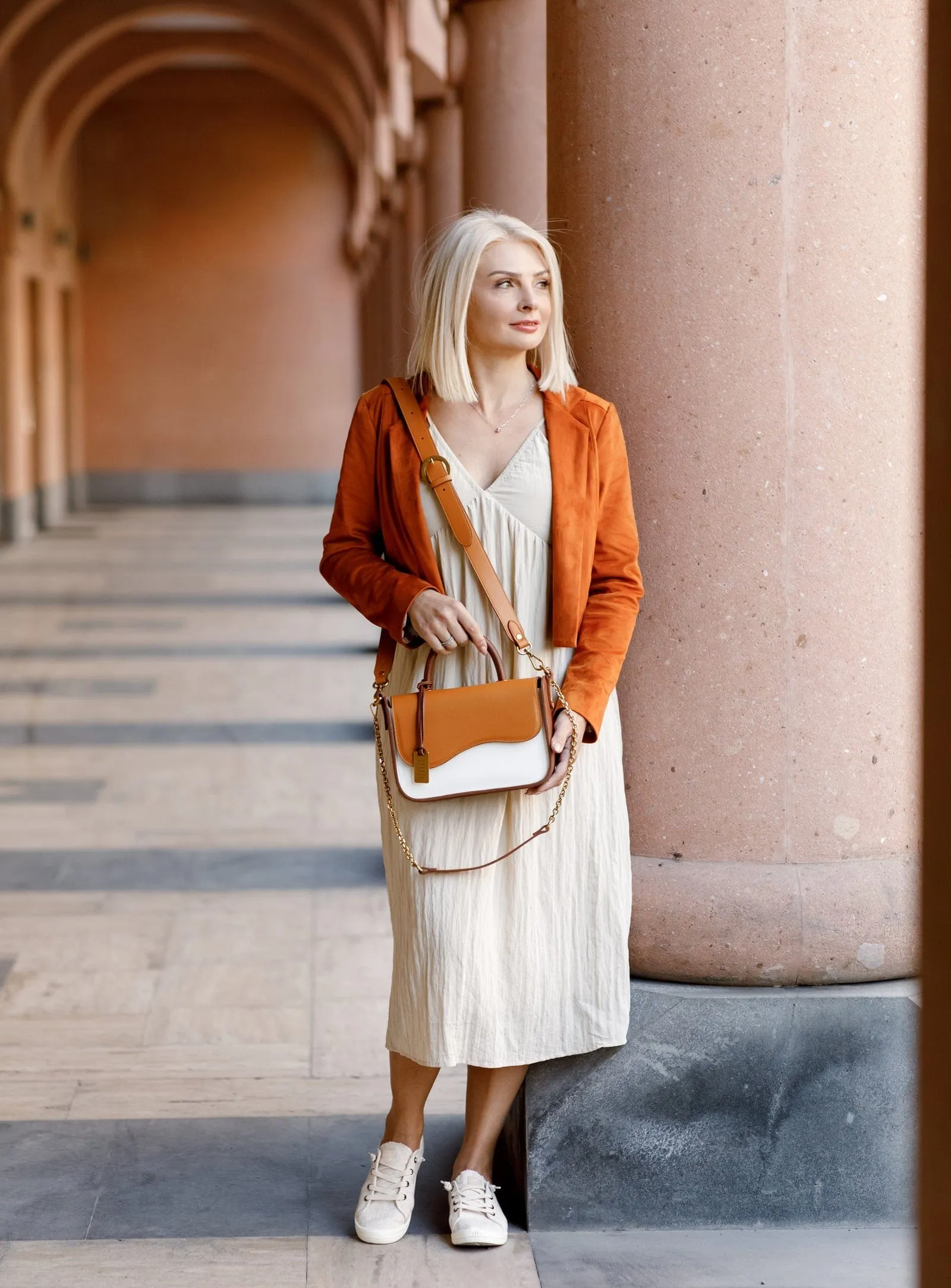 Sunrise Cactus Leather Vegan Crossbody Bag | Chestnut Honey