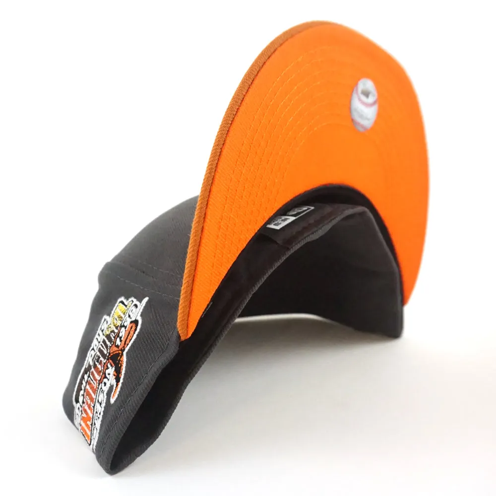 Tampa Bay Devil Rays INAUGURAL SEASON 1998 New Era 59Fifty Fitted Hat (Dark Gray Burn Orange Rust Under Brim)