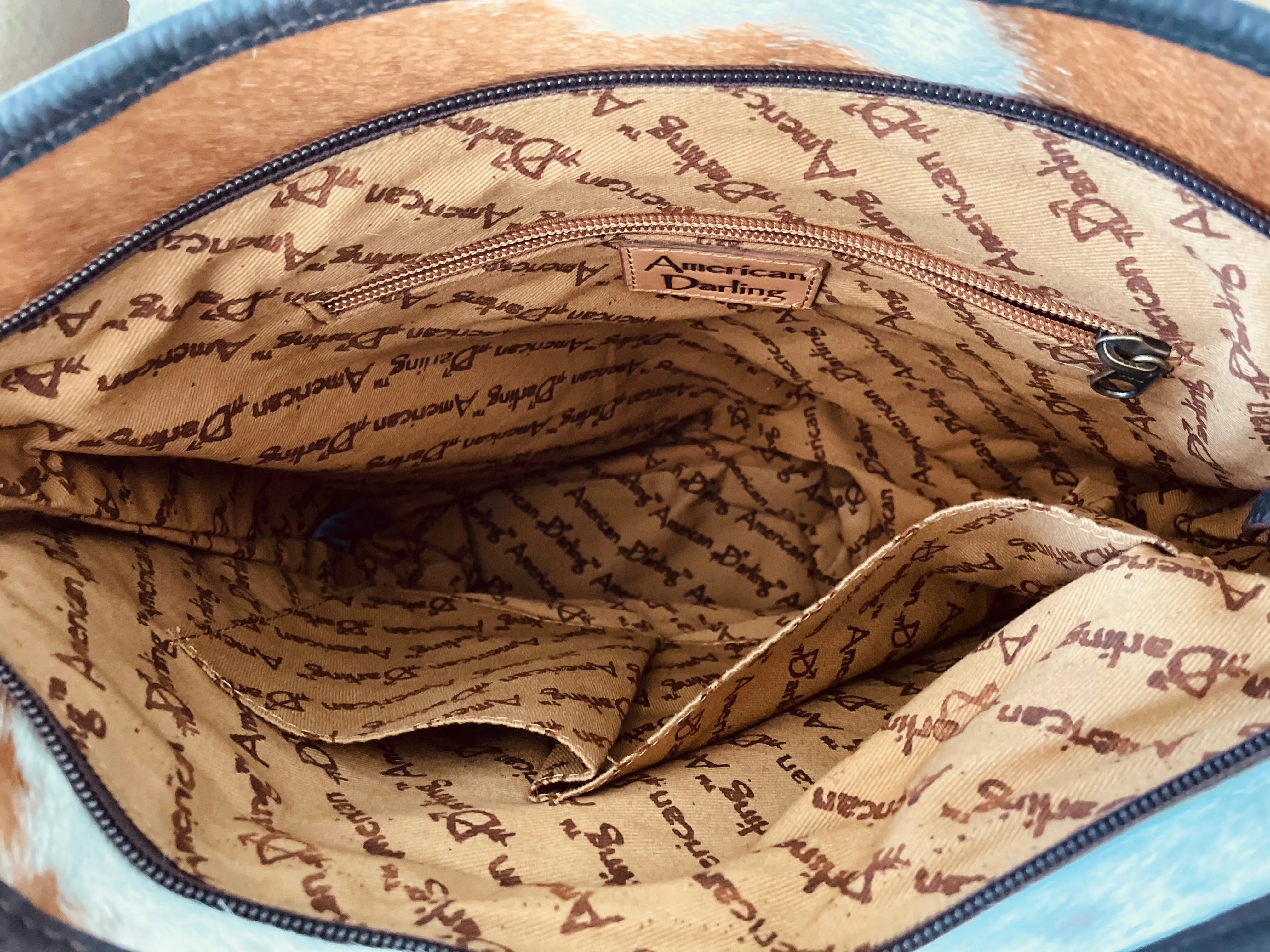 Tan and Brown Neutral Wool Leather Crossbody Bag