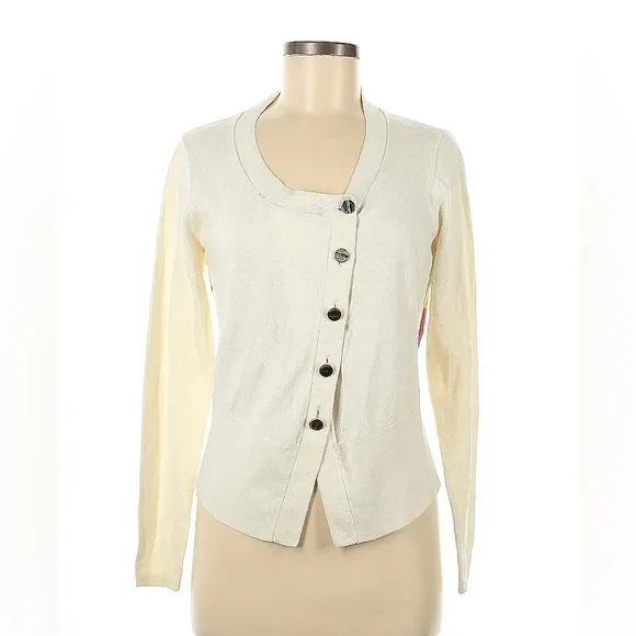 TED BAKER size 2 / US6 cream cardigan w / floral backing in  good condition