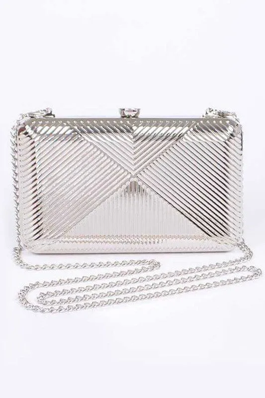 Textured Shiny Metal Box Clutch - 3 colors