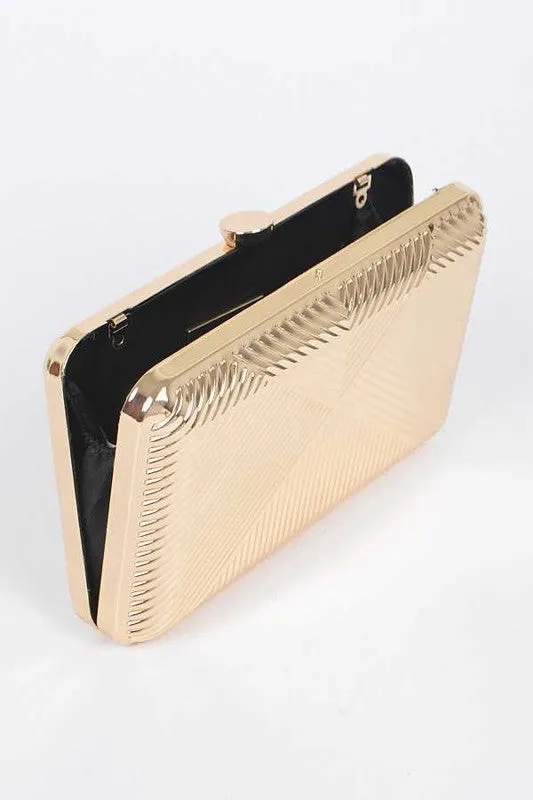 Textured Shiny Metal Box Clutch - 3 colors