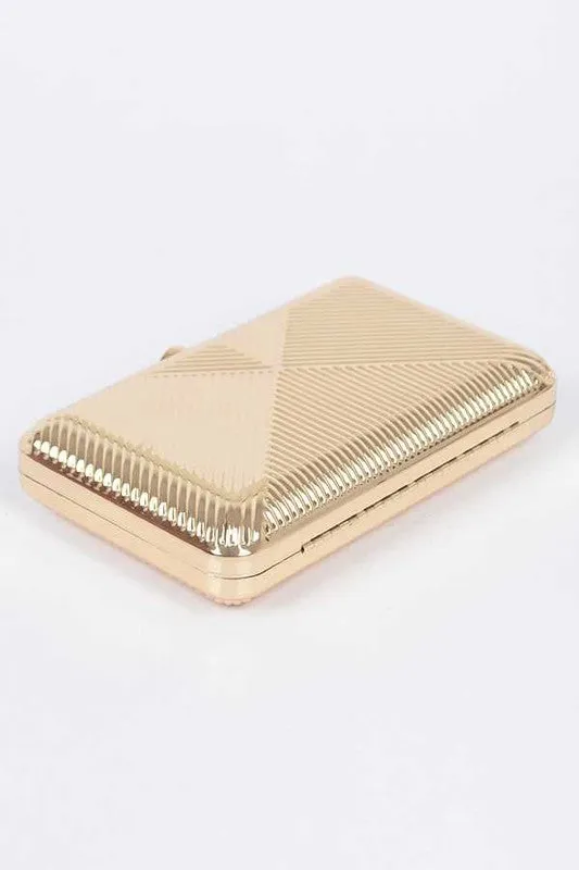 Textured Shiny Metal Box Clutch - 3 colors
