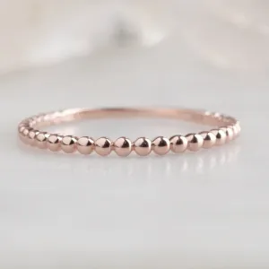 The Gold Beaded Stacking Ring | 14K Rose Gold