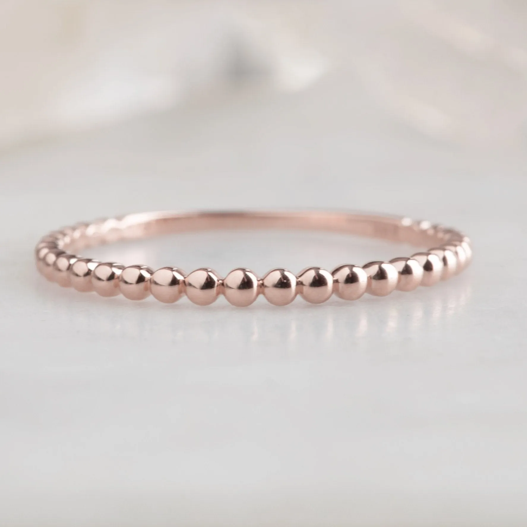 The Gold Beaded Stacking Ring | 14K Rose Gold
