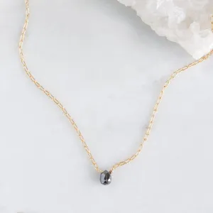 The Simple Black Diamond Briolette Necklace | Yellow Gold Filled