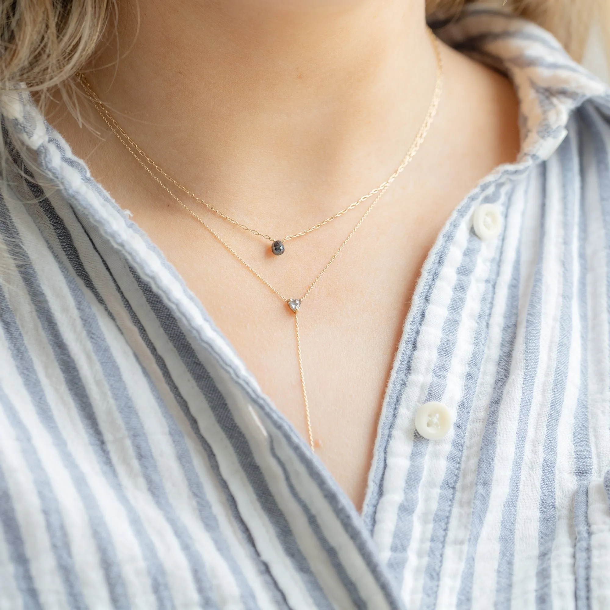 The Simple Black Diamond Briolette Necklace | Yellow Gold Filled