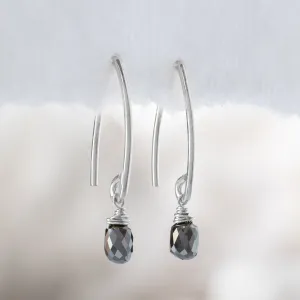 The Simple Black Diamond Drop Earrings | Sterling Silver