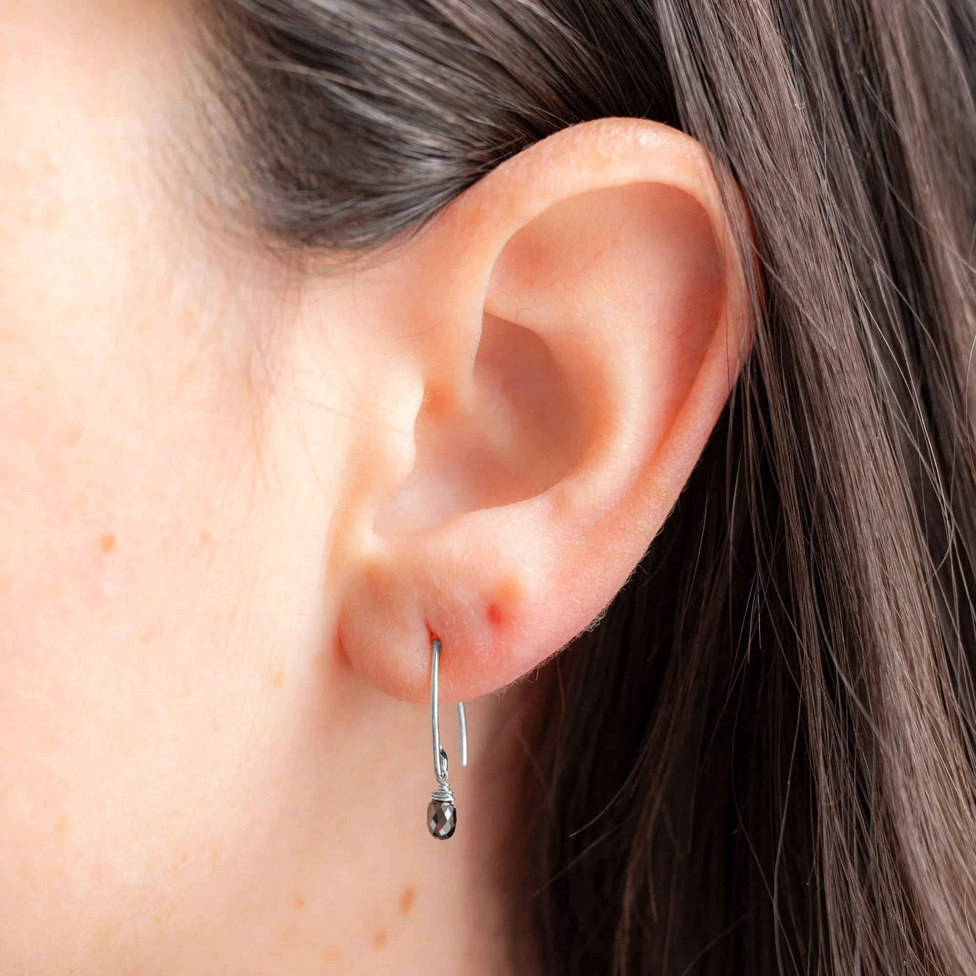 The Simple Black Diamond Drop Earrings | Sterling Silver