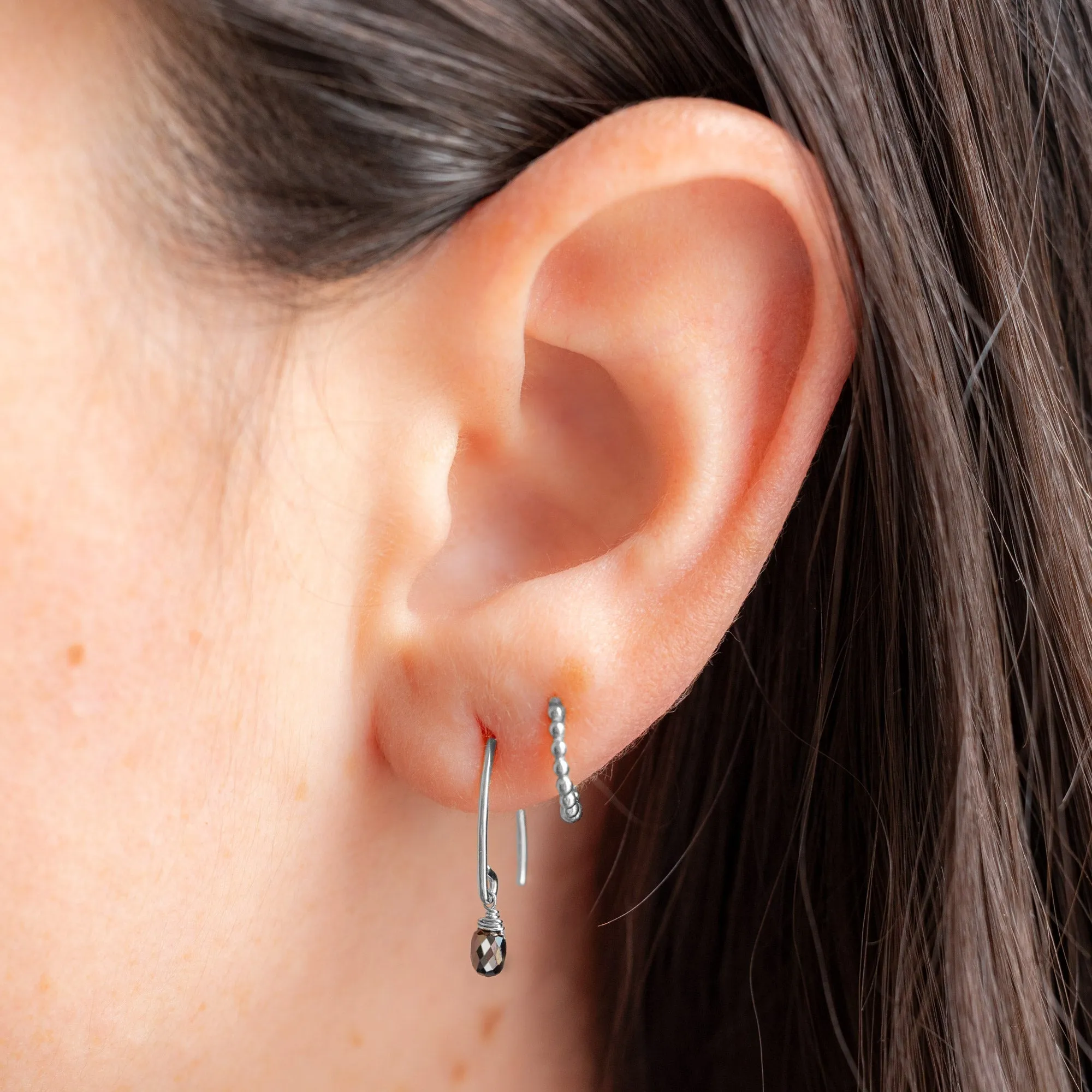 The Simple Black Diamond Drop Earrings | Sterling Silver