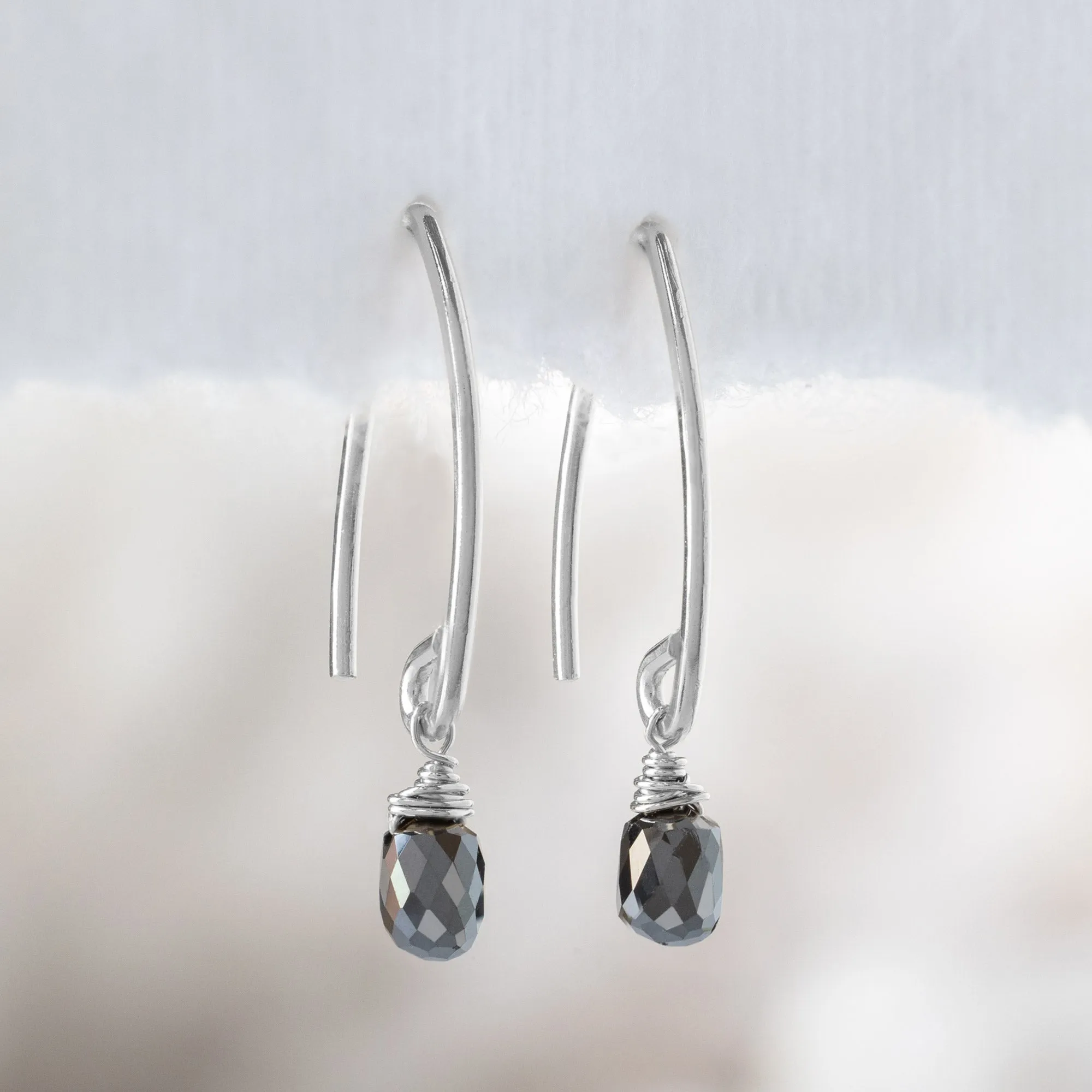 The Simple Black Diamond Drop Earrings | Sterling Silver