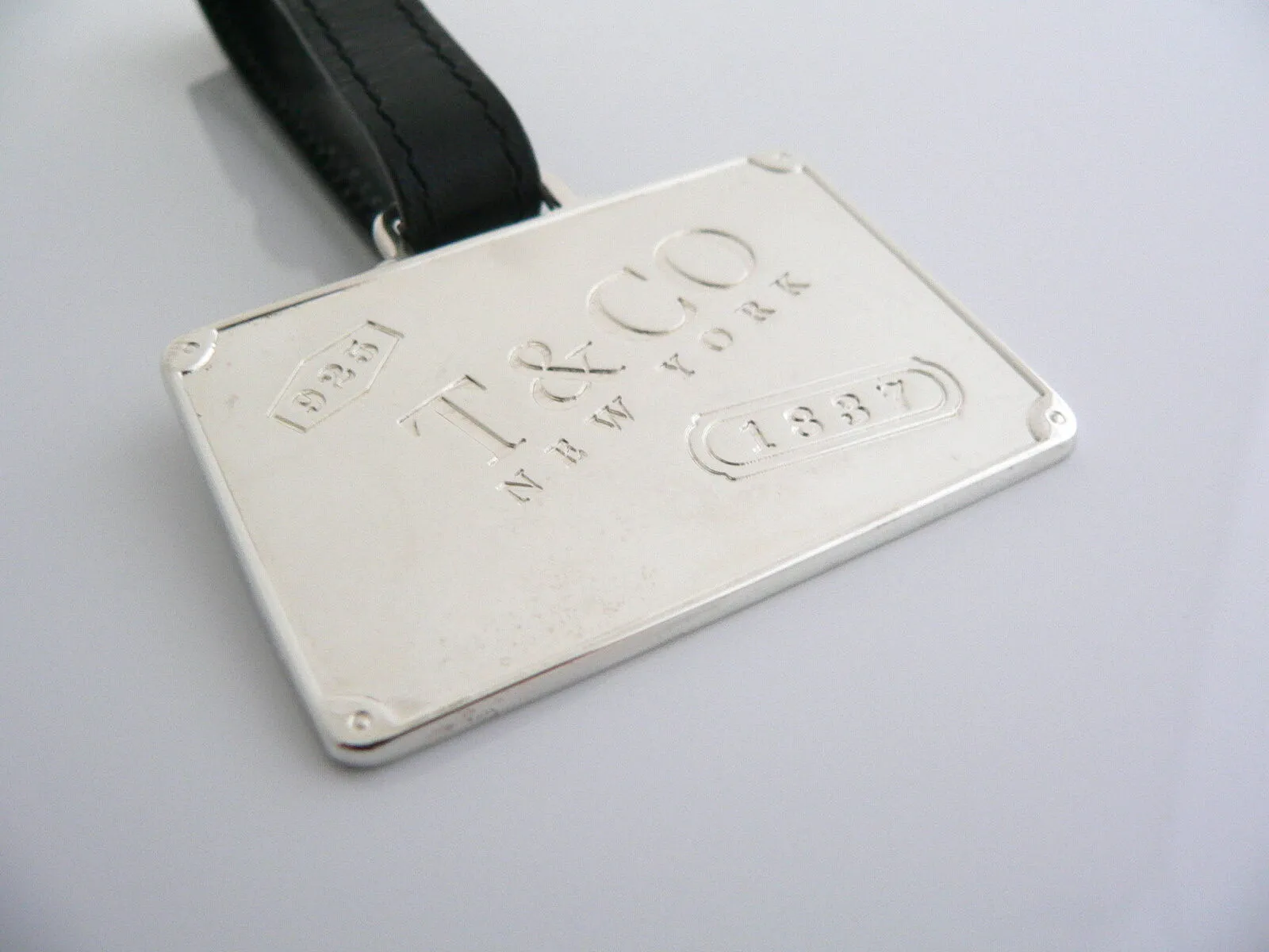 Tiffany & Co Silver Luggage Tag Traveler Bag 1837 Tag Gift Engravable Personal
