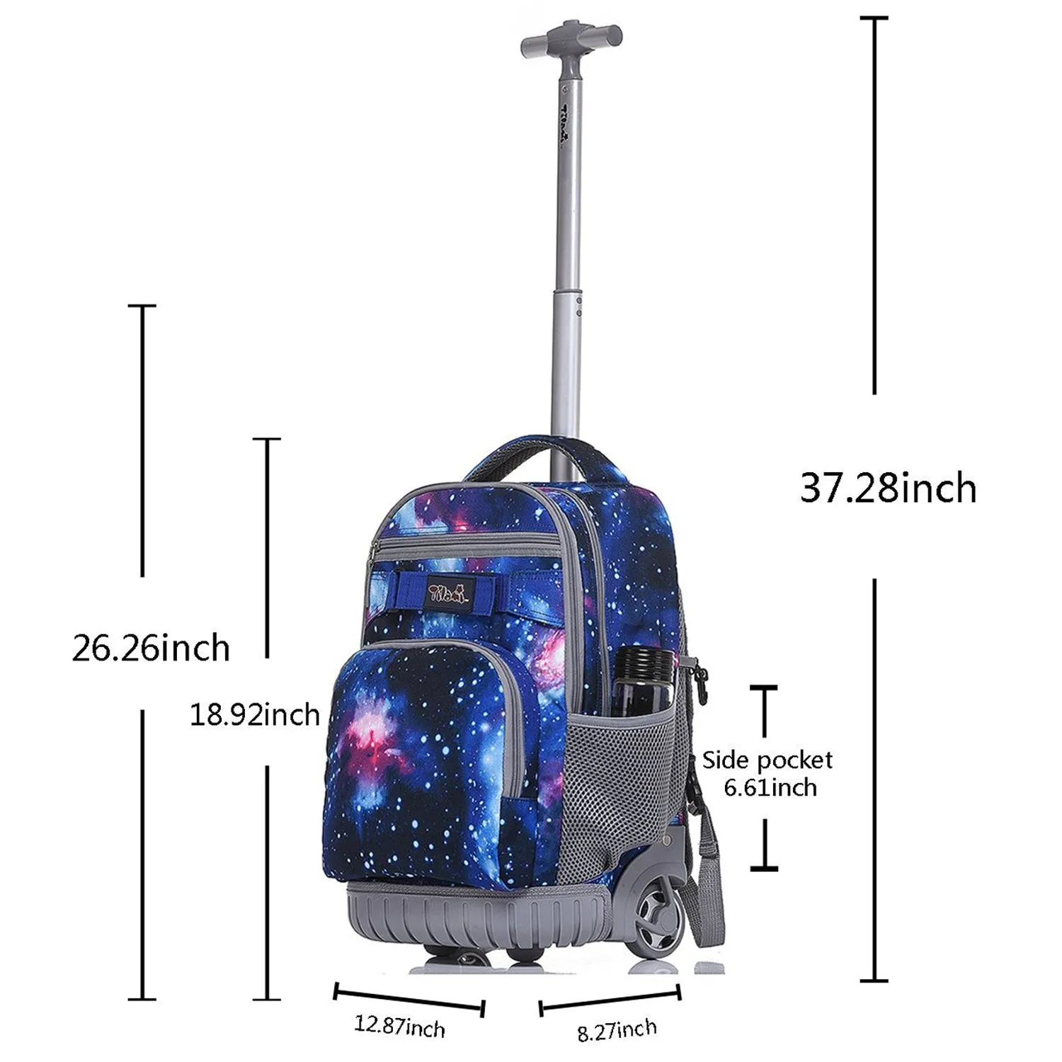 Tilami Blue Galaxy 18 inch Rolling Backpack Kids Wheeled Backpack