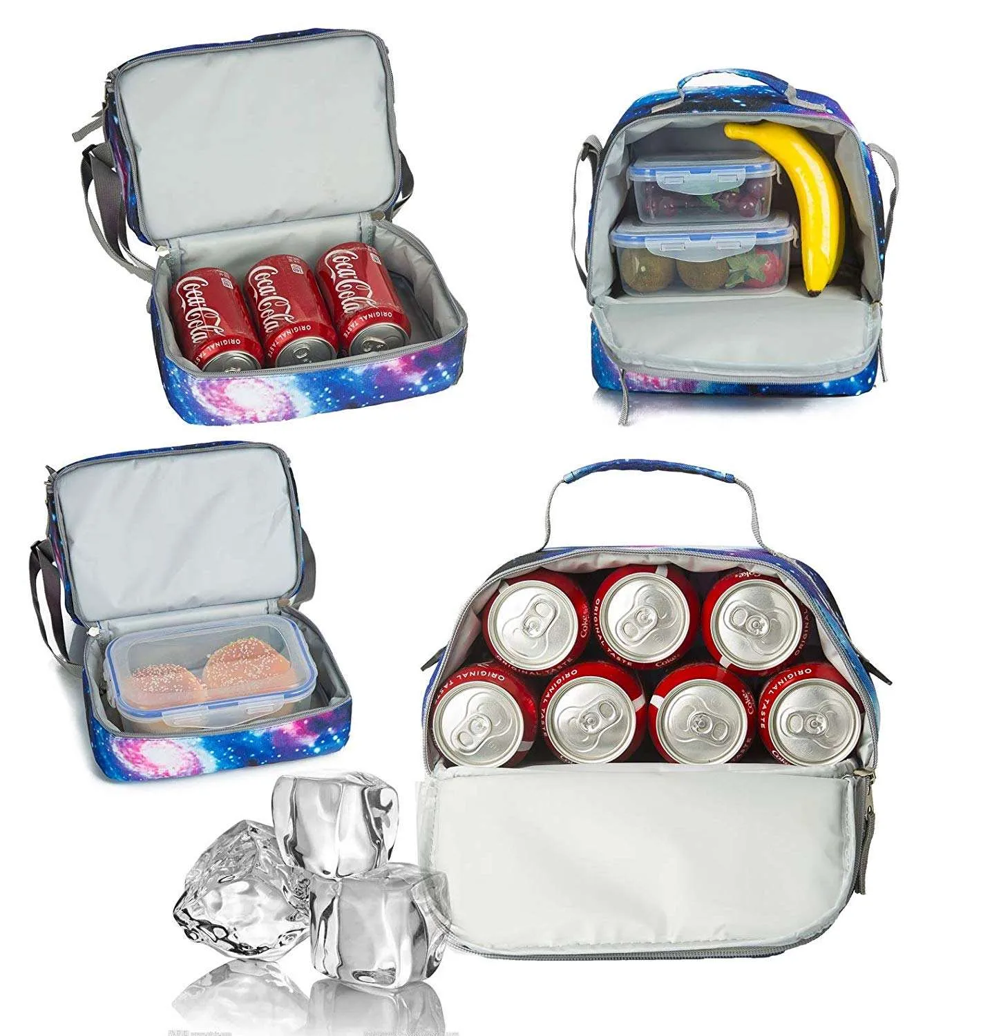 Tilami Deep Blue Galaxy Rolling Backpack 19 inch with Lunch Bag