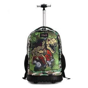 Tilami Green Dinosaur 19 inch Rolling Backpack Boys Laptop Backpack