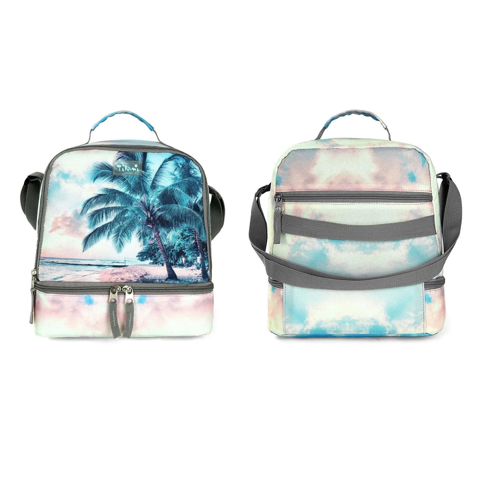 Tilami Green Seaside Rolling Backpack 19 inch with Lunch Bag