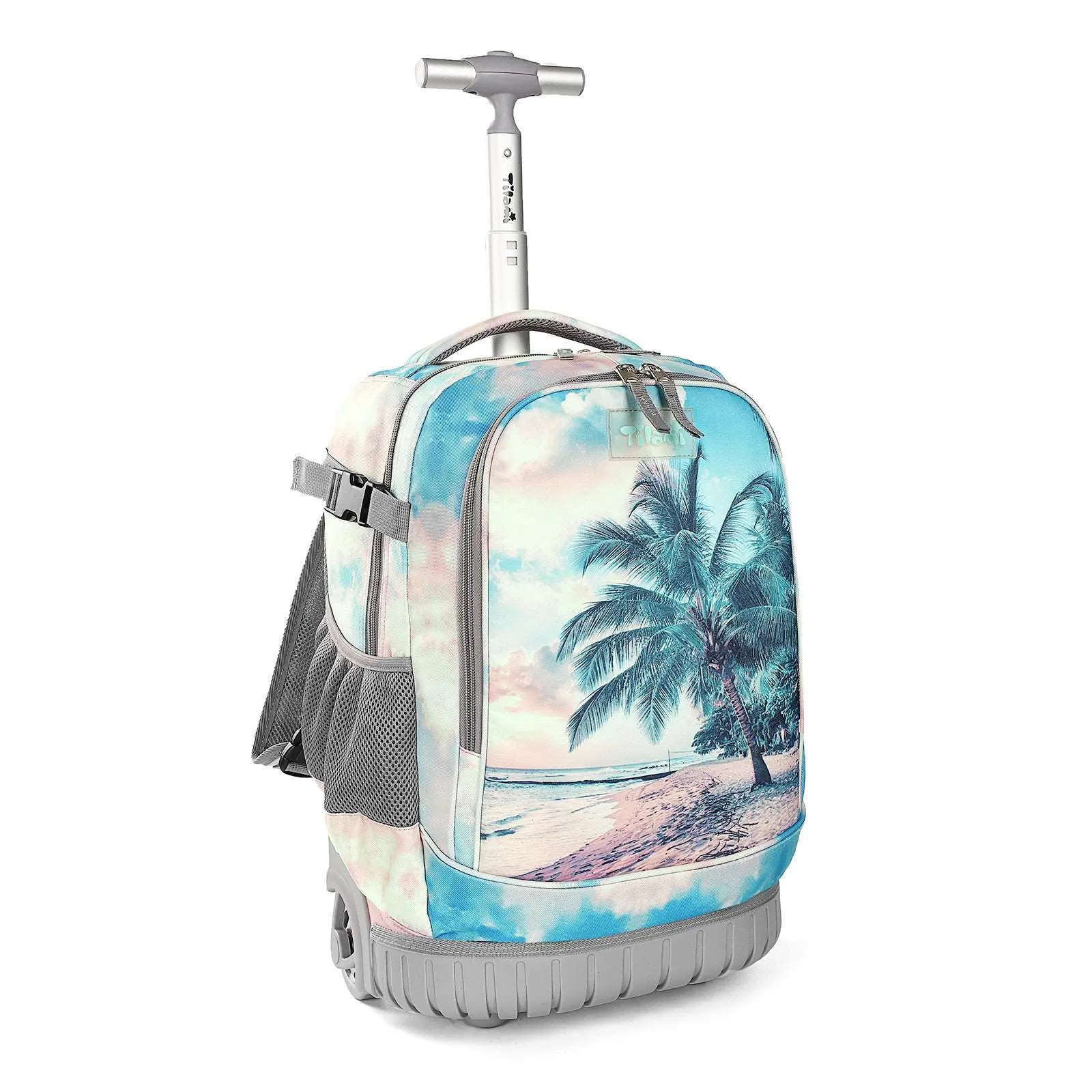 Tilami Green Seaside Rolling Backpack 19 inch with Lunch Bag