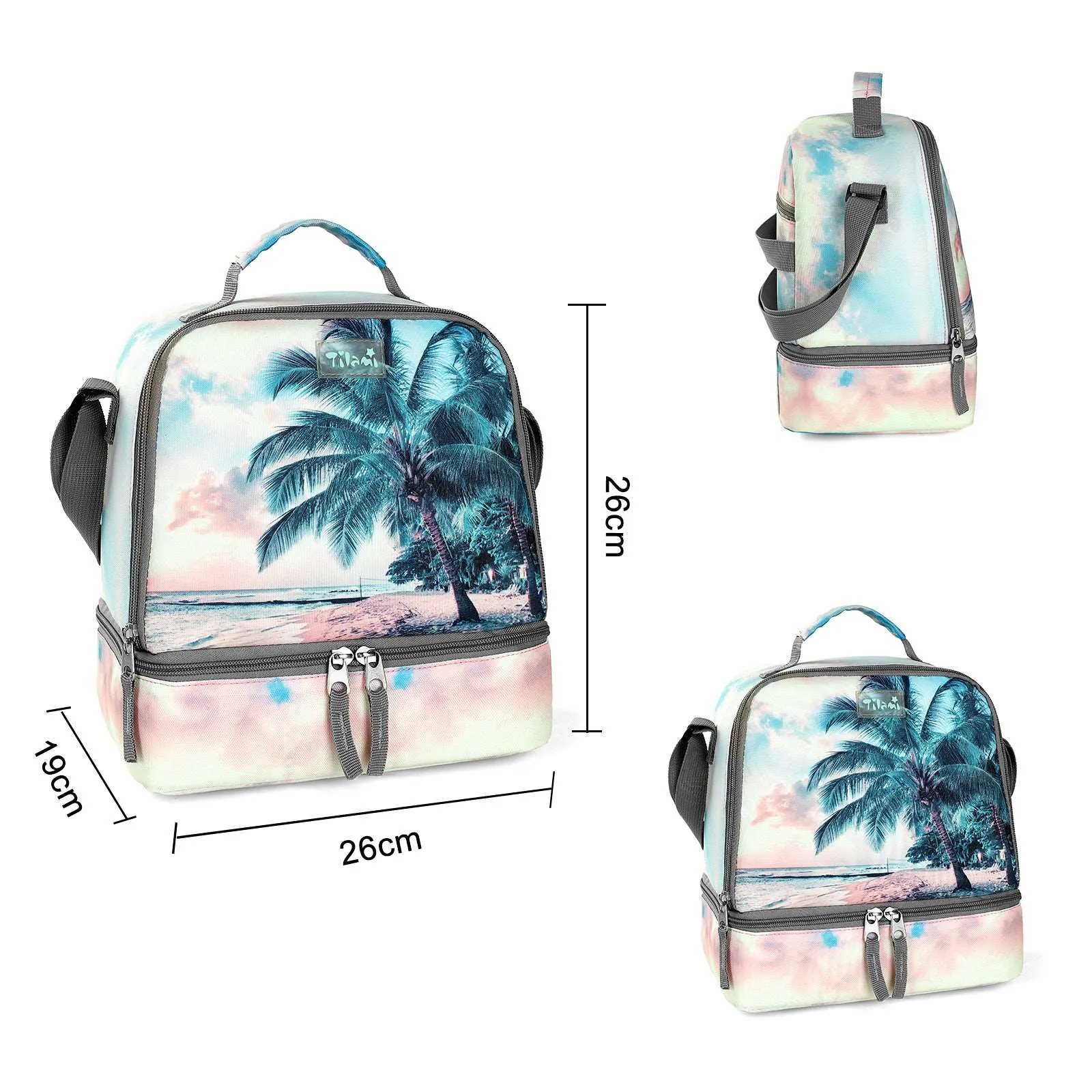 Tilami Green Seaside Rolling Backpack 19 inch with Lunch Bag