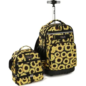 Tilami Yellow Sunflower 19 inch Rolling Backpack & Lunch Bag Set