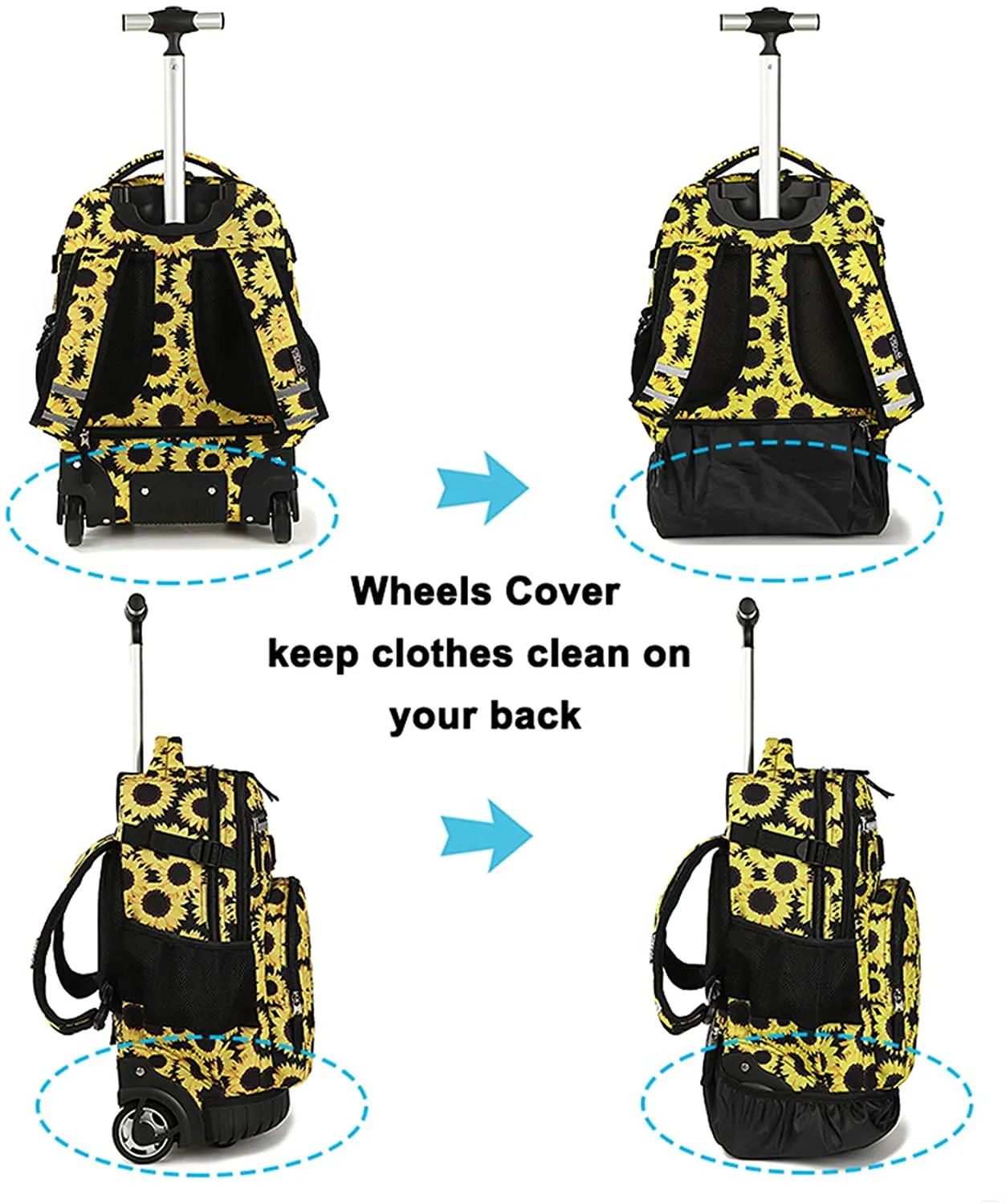 Tilami Yellow Sunflower 19 inch Rolling Backpack & Lunch Bag Set