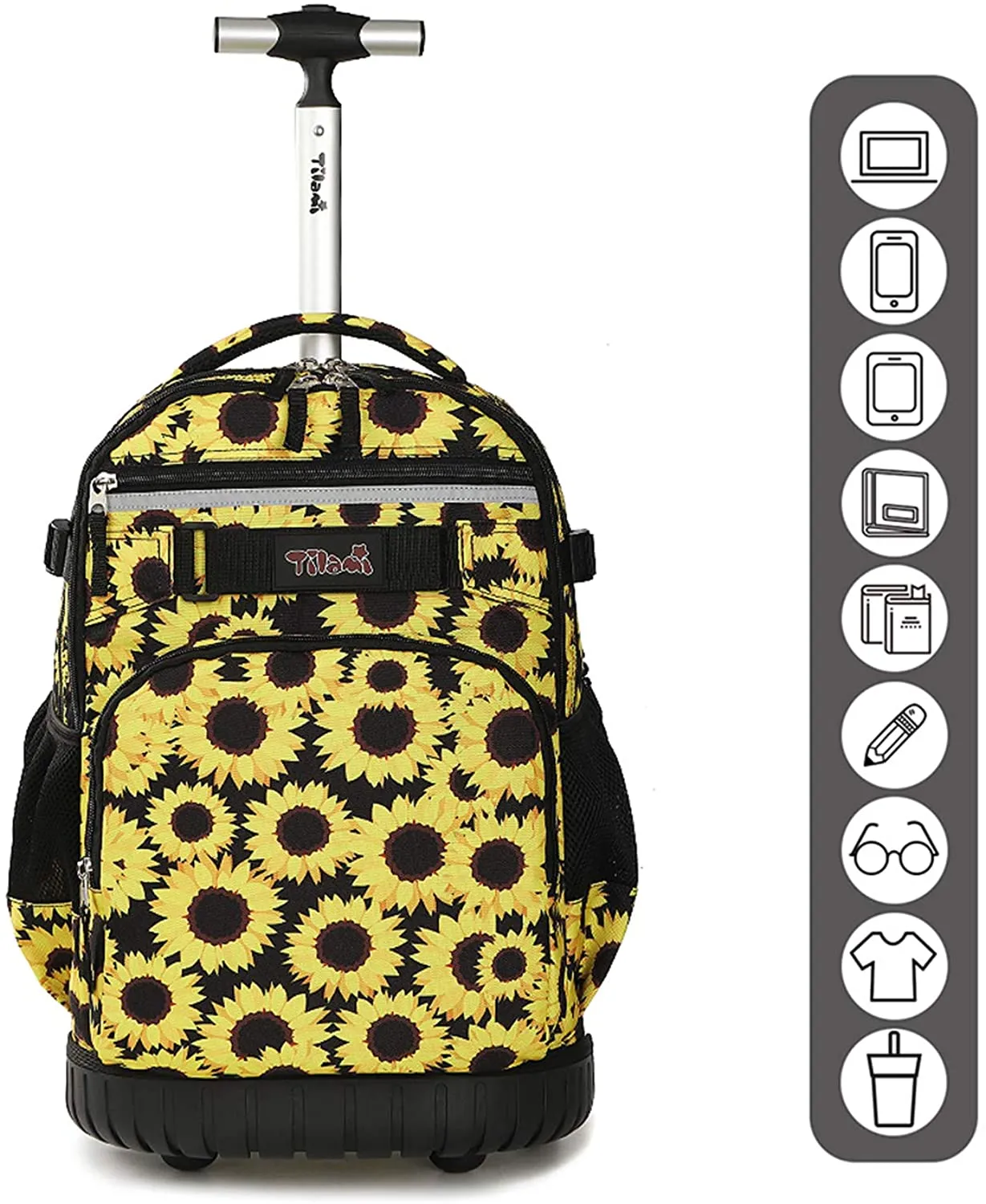 Tilami Yellow Sunflower 19 inch Rolling Backpack & Lunch Bag Set