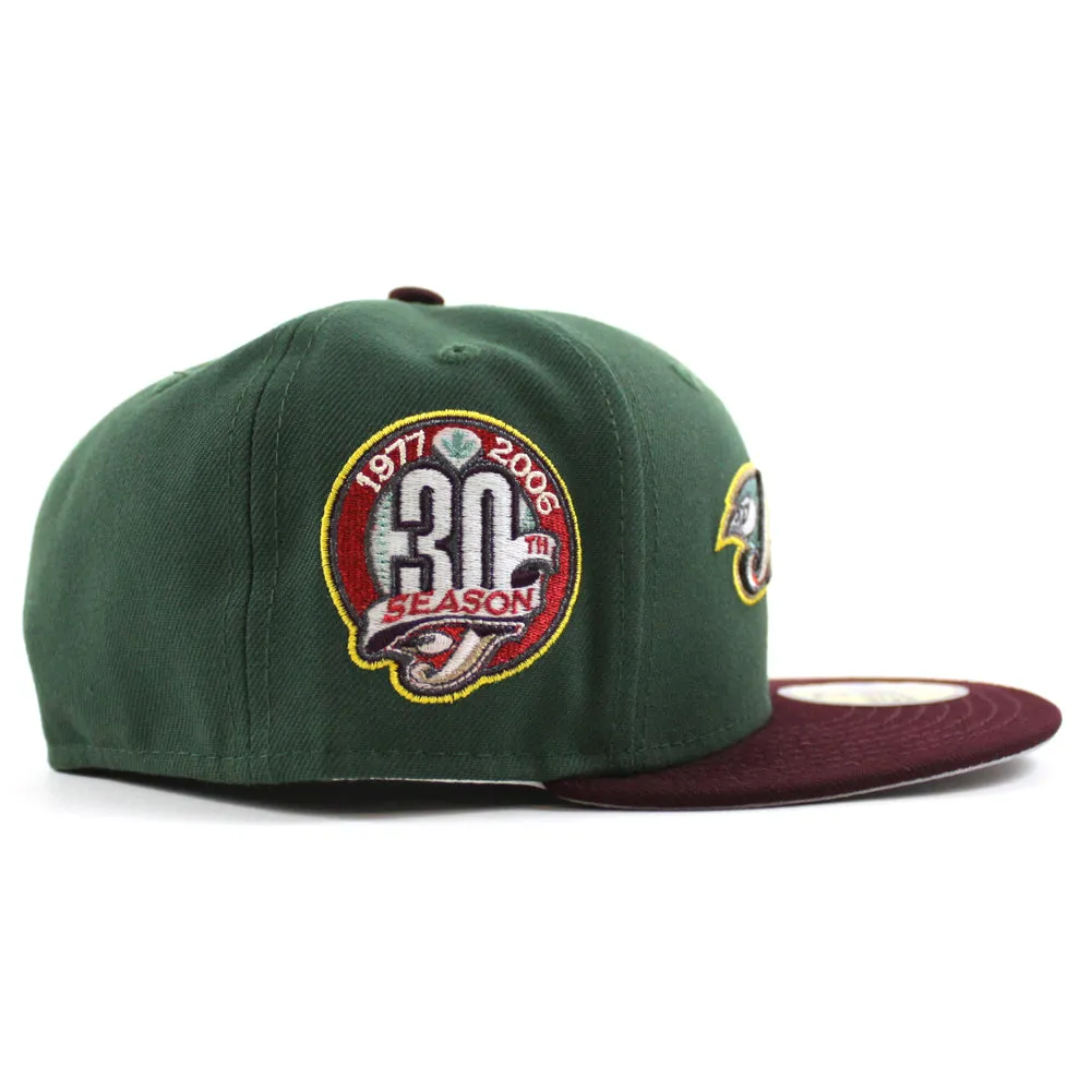Toronto Blue Jays 30th Season New Era 59Fifty Fitted Hat (Glow in the Dark Pine Green Maroon Gray Under Brim)