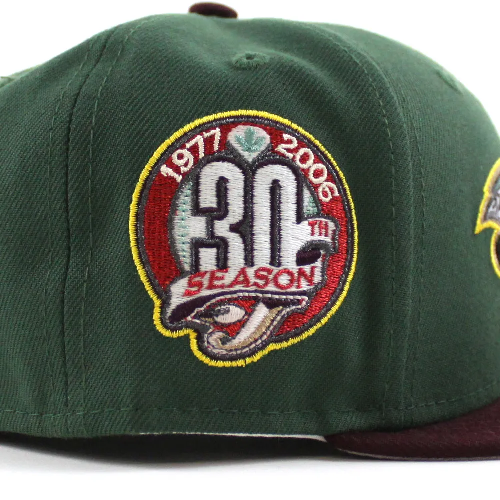 Toronto Blue Jays 30th Season New Era 59Fifty Fitted Hat (Glow in the Dark Pine Green Maroon Gray Under Brim)