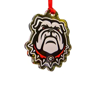 UGA Acrylic Bulldog Face Ornament and Bag Tag