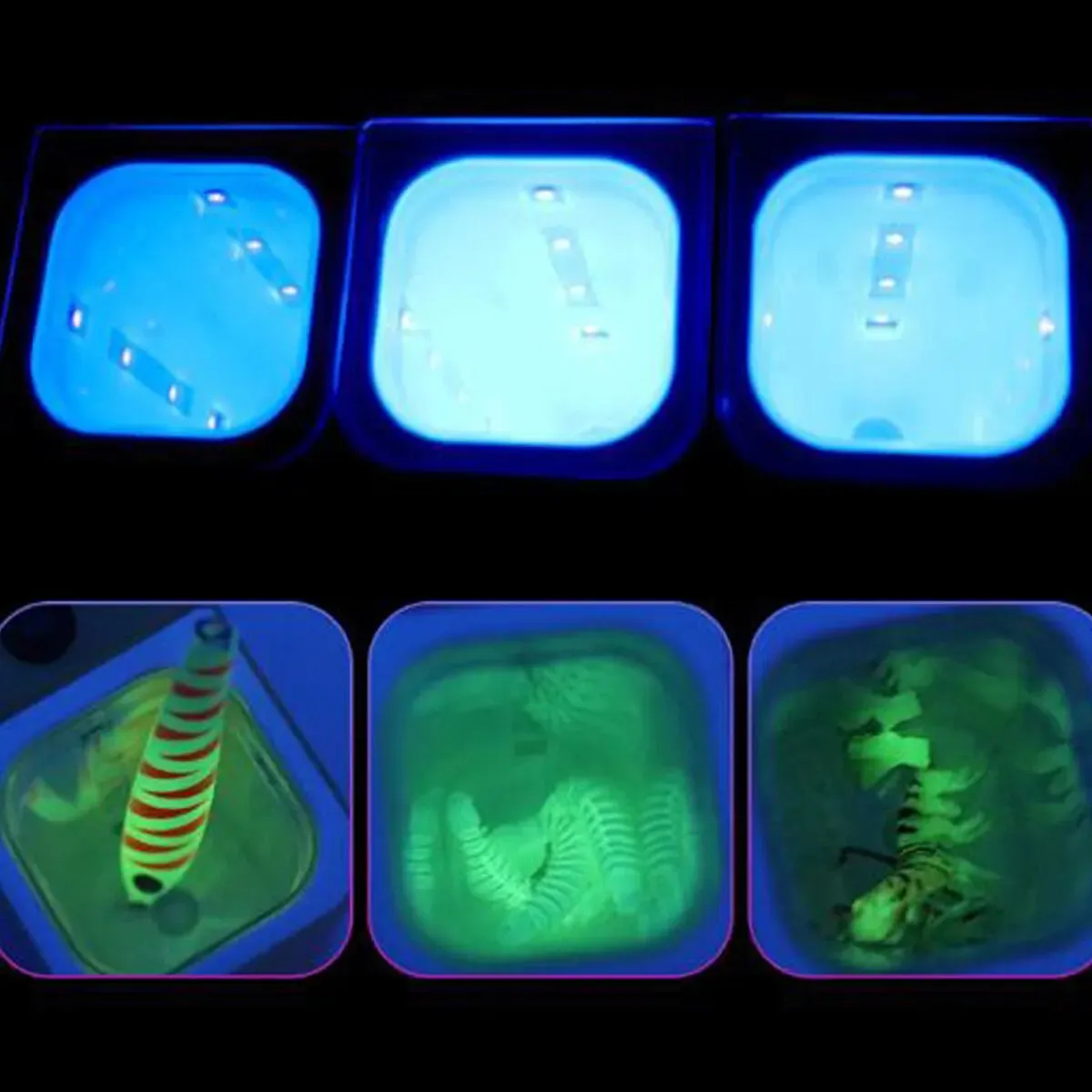 UV Lighter Accumulator Jig Soft Bait LED Flash Glow In Dark Operated Fishing