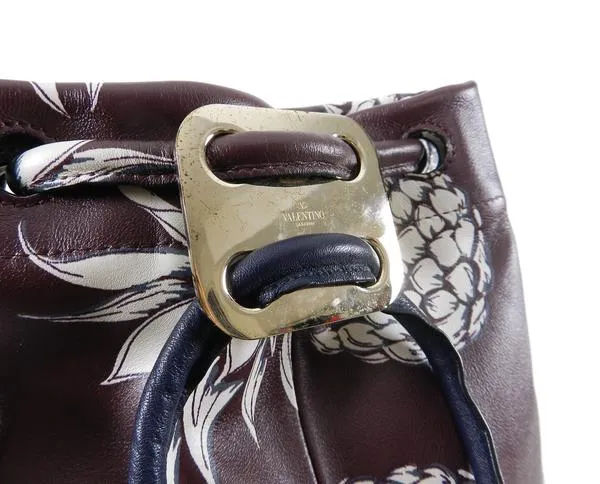 Valentino 2016 Burgundy and Navy Pineapple Ananas Drawstring Bag