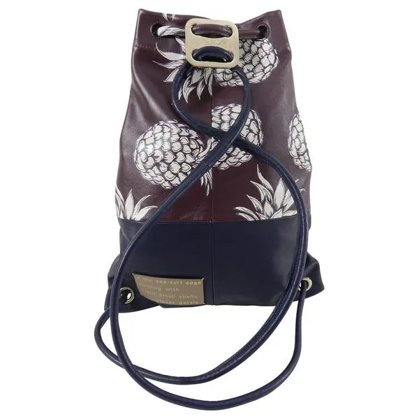 Valentino 2016 Burgundy and Navy Pineapple Ananas Drawstring Bag